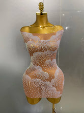 Sexy Sparkle Rhinestone Transparent Stretch Mini Dress 2025 New Women Evening Birthday Party Club Stage Performance Costume